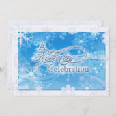 ブルーウィンターホリデーお祝い招待状 招待状 (正面/裏面)