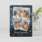 ブルーウィンターホリデーメリークリスマスフォトカード シーズンカード (スタンド正面)