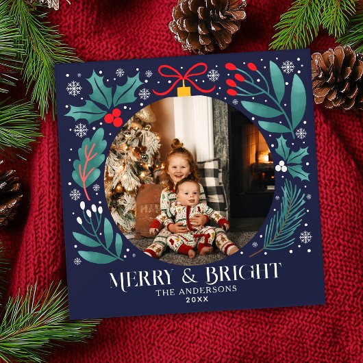 ブルーウィンターボタニカルオーナメントクリスマスフォト