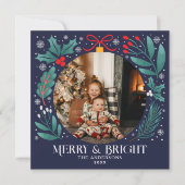 ブルーウィンターボタニカルオーナメントクリスマスフォト (正面)