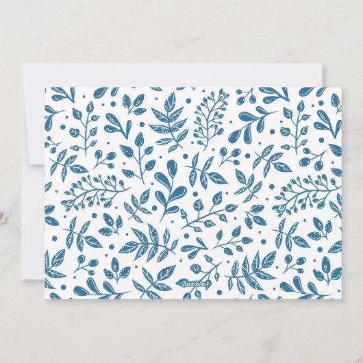 ブルーウィンターボタニカルメリークリスマススクリプト写真 シーズンカード (裏面)