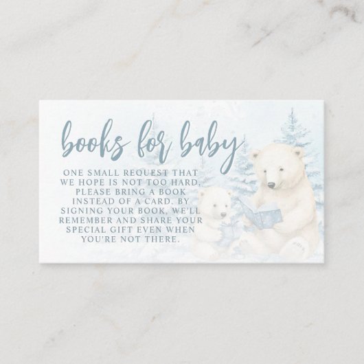 ブルーウィンターポーラークマの水の色の本ベビー エンクロージャーカード (正面)