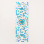 ブルーウィンターマンダラフローラルパターン ヨガマット (裏面)