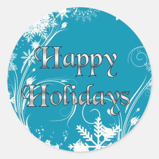 ブルーウィンターメドウ – ハッピーホリデイズ ラウンドシール (正面)