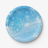 ブルーウィンターメリークリスマス紙プレート ペーパープレート (正面)