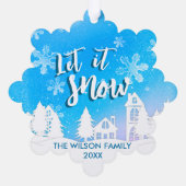 ブルーウィンターワンダーランドそれを雪の休日 オーナメントカード (裏面)