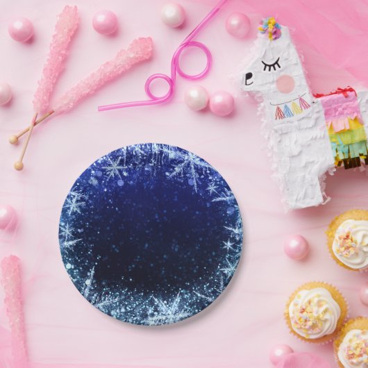 ブルーウィンターワンダーランドアイススノーフレークパーティー ペーパープレート (パーティー)