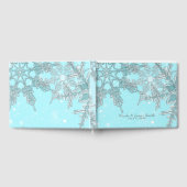 ブルーウィンターワンダーランドエレガントの雪の結婚結晶 ゲストブック (全面)