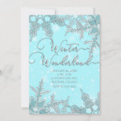 ブルーウィンターワンダーランドエレガントスノーフレーク甘い16 招待状 (裏面)