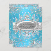 ブルーウィンターワンダーランドクリスマスホリデーパーティー 招待状 (正面/裏面)