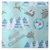ブルーウィンターワンダーランドクリスマス タイル (正面)