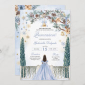 ブルーウィンターワンダーランドスノーフレークキンセアニェラ 招待状 (正面/裏面)