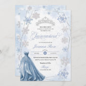 ブルーウィンターワンダーランドスノーフレークキンセアニェラ 招待状 (正面/裏面)