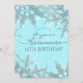 ブルーウィンターワンダーランドスノーフレークスクイエネラ 招待状 (正面/裏面)