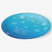 ブルーウィンターワンダーランドスノーフレーク赤ちゃんシャワー ペーパープレート (アングル)