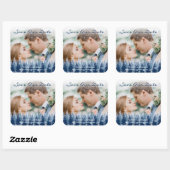 ブルーウィンターワンダーランドパインクリスマ結婚ス スクエアシール (シート)