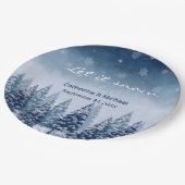 ブルーウィンターワンダーランドパインクリスマ結婚ス ペーパープレート (アングル)