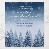 ブルーウィンターワンダーランドパインクリスマ結婚ス ワインラベル (シングルラベル)