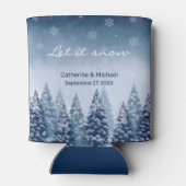 ブルーウィンターワンダーランドパインクリスマ結婚ス 缶クーラー (裏面)