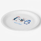 ブルーウィンターワンダーランドベビーペンギンシロクマ ペーパープレート (アングル)