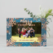 ブルーウィンターワンダーランドメリークリスマスフォト 箔シーズンカード (立ち正面)