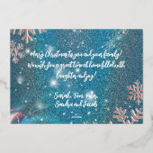 ブルーウィンターワンダーランドメリークリスマスフォト 箔シーズンカード (裏面)