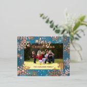 ブルーウィンターワンダーランドメリークリスマスフォト 箔シーズンポストカード (立ち正面)