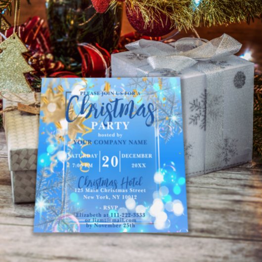 ブルーウィンターワンダーランド企業のクリスマスパーティー 招待状