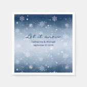 ブルーウィンターワンダーランド結婚クリスマス スタンダードカクテルナプキン (正面)