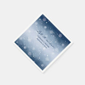 ブルーウィンターワンダーランド結婚クリスマス スタンダードカクテルナプキン (角)