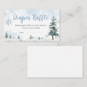 ブルーウィンターワンダーランド赤ちゃんシャワーおむつラッフル エンクロージャーカード (正面/裏面)