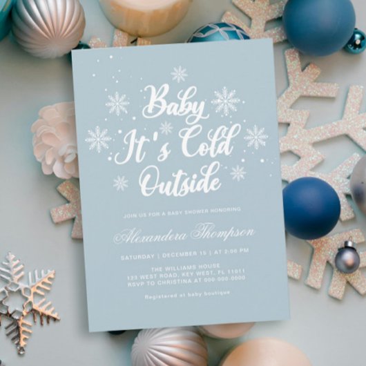 ブルーウィンターワンダーランド赤ちゃんシャワー 招待状