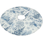 ブルーウィンターヴィレッジクリスマススススノーイコテージデザイン ブラッシュドポリエステルツリースカート (アングル)