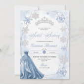 ブルーウィンター不思議の国の雪の結晶スイート16 招待状 (正面)