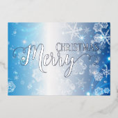 ブルーウィンター凍っていワンダーランドメリークリスマス 箔シーズンカード (正面)