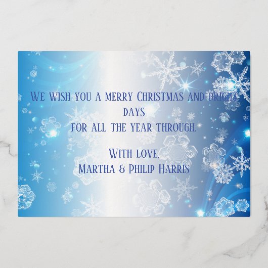 ブルーウィンター凍っていワンダーランドメリークリスマス 箔シーズンカード (裏面)