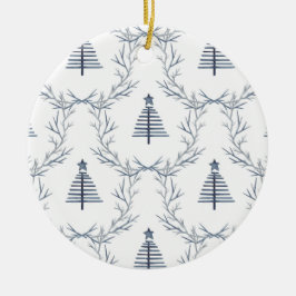 ブルーウィンター素朴フォレストノルディックスカンジクリスマス セラミックオーナメント