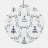ブルーウィンター素朴フォレストノルディックスカンジクリスマス セラミックオーナメント (裏面)
