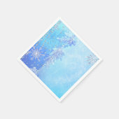 ブルーウィンター葉ズ&スノーフレークエレガントパーティー スタンダードカクテルナプキン (角)