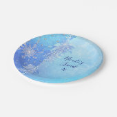 ブルーウィンター葉ズ&スノーフレークエレガントパーティー ペーパープレート (アングル)