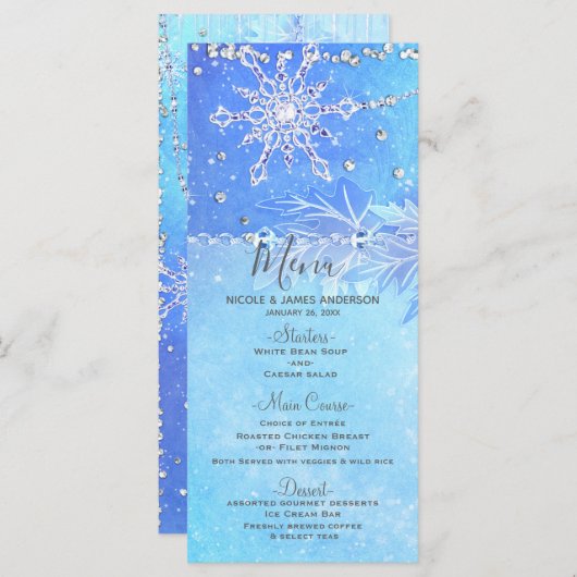 ブルーウィンター離れズ&スノーフレーク結婚のメニュー メニュー (正面/裏面)