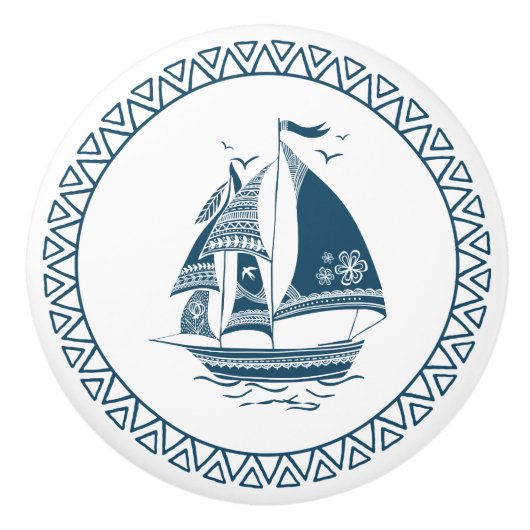 ブルーウィンドセーリングボ航海のート セラミックノブ (正面)