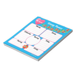 ブルーウィークリープランナー花アレンジメントメモ帳 ノートパッド