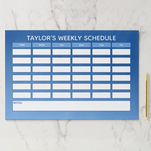 ブルーウィーパーソナライズされたクリーグラデーションクスクールスケジュール ペーパーパッド (インサイチュ)