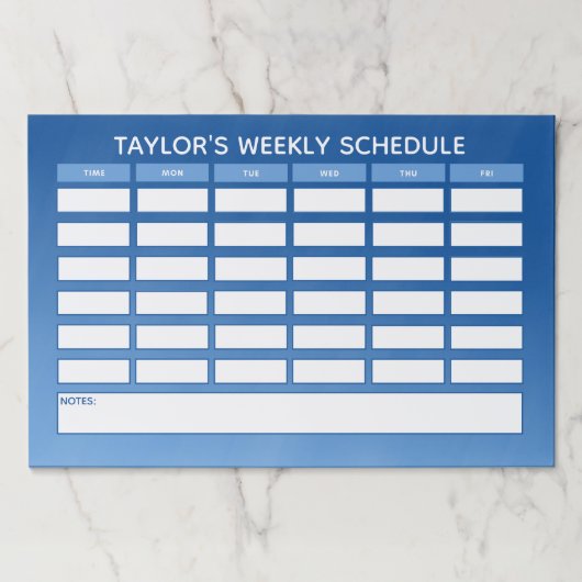 ブルーウィーパーソナライズされたクリーグラデーションクスクールスケジュール ペーパーパッド (正面)