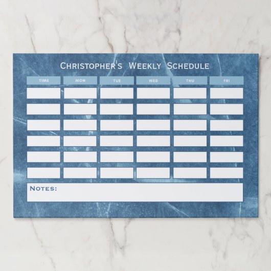 ブルーウィーモダンクリー・スケジュール学校の時刻表 ペーパーパッド (正面)