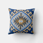 ブルーウィーヴドヴィンテージターキッシュカーペットキリムラグ クッション (裏面)