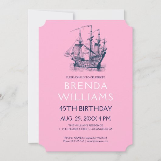 ブルーウイ航海のンドセーリングバースデーパーティー招待状 招待状 (正面)