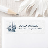 ブルーウイ航海のンドセーリングボートイラストレーション ラベル (インサイチュ)