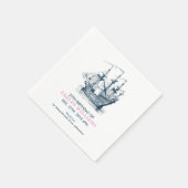 ブルーウイ航海のンドセーリングボート誕生日テンプレート スタンダードカクテルナプキン (角)